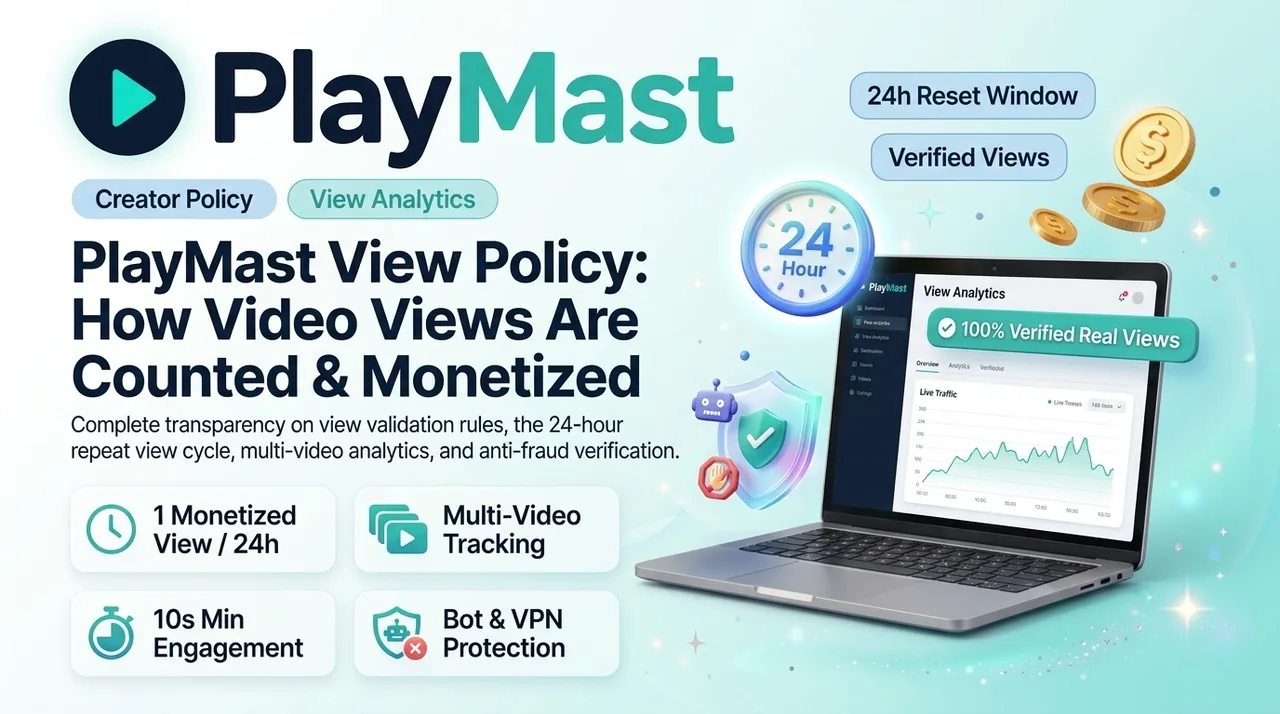 PlayMast View Policy: How Video Views Are Counted, Verified, and Monetized